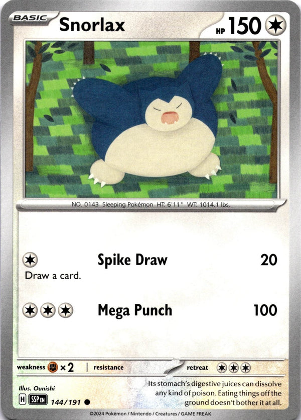 Pokemon Snorlax 144/191 Surging Sparks Non Holo NM