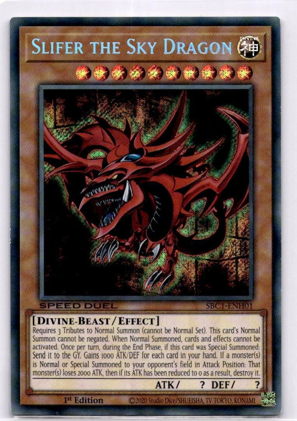 Yugioh Slifer the Sky Dragon SBC1-ENH01 Secret Rare 1st Edition NM