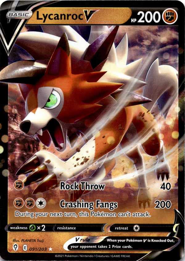 Pokemon Lycanroc V 091/203 Evolving Skies Full Art Holo NM