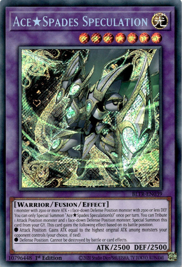 Yugioh Ace Spades Speculation BLTR-EN039 Secret Rare 1st Edition NM
