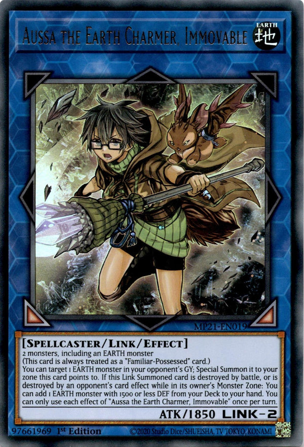 Yugioh Aussa the Earth Charmer, Immovable MP21-EN019 Ultra Rare 1st Edition NM