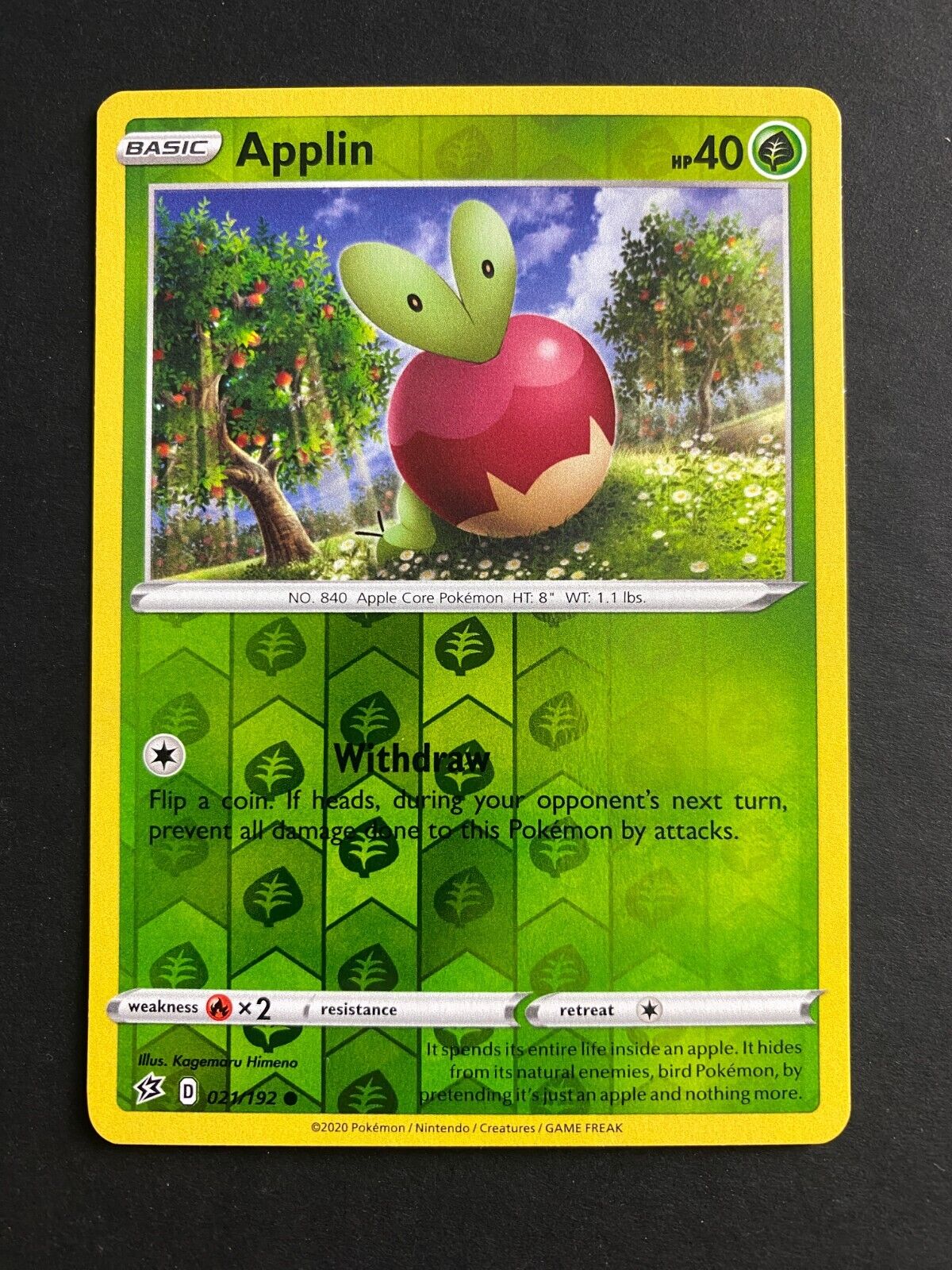 Pokemon Applin 021/192 Rebel Clash Reverse Holo NM