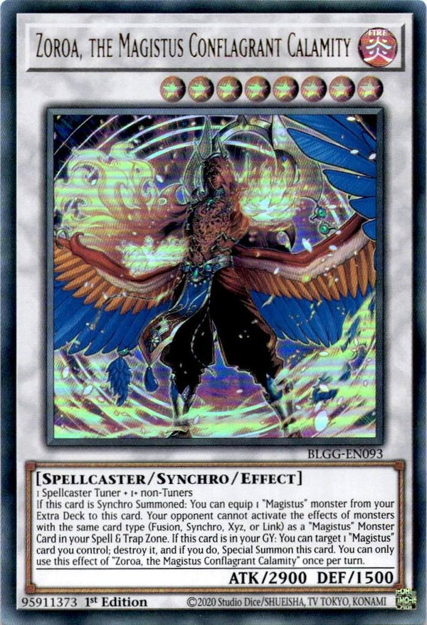 Yugioh Zoroa, the Magistus Conflagrant Calamity BLGG-EN093 Ultra Rare 1st Ed NM