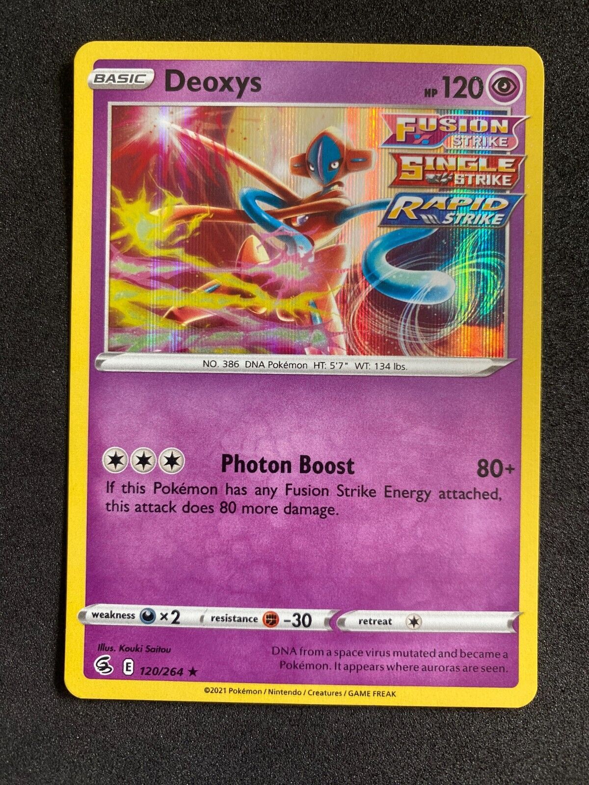 Pokemon Deoxys 120/264 Fusion Strike Rare Holo Bleed NM