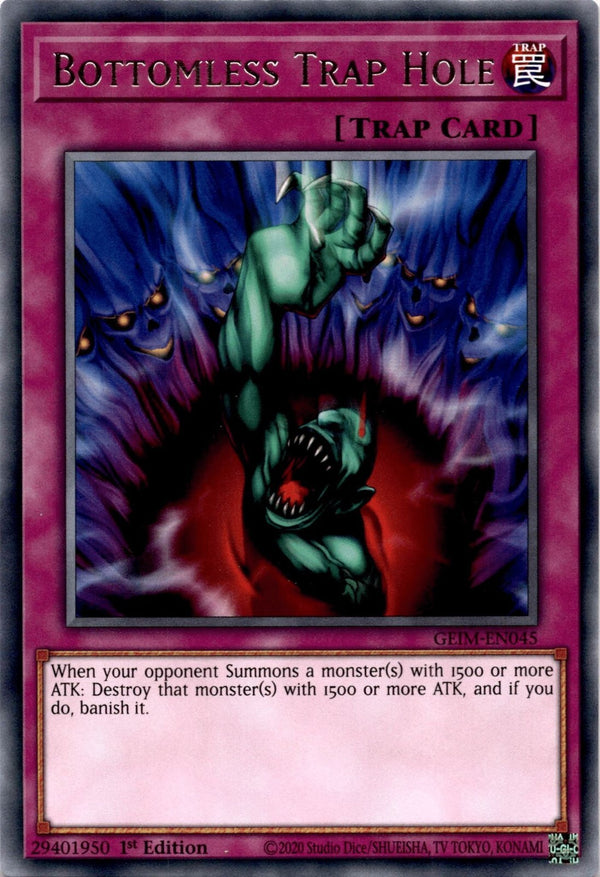 Yugioh Bottomless Trap Hole GEIM-EN045 Rare 1st Edition NM