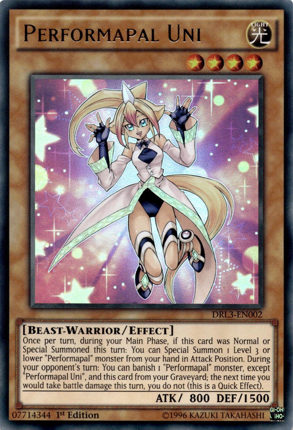 Yugioh Performapal Uni DRL3-EN002 Ultra Rare 1st Edition NM