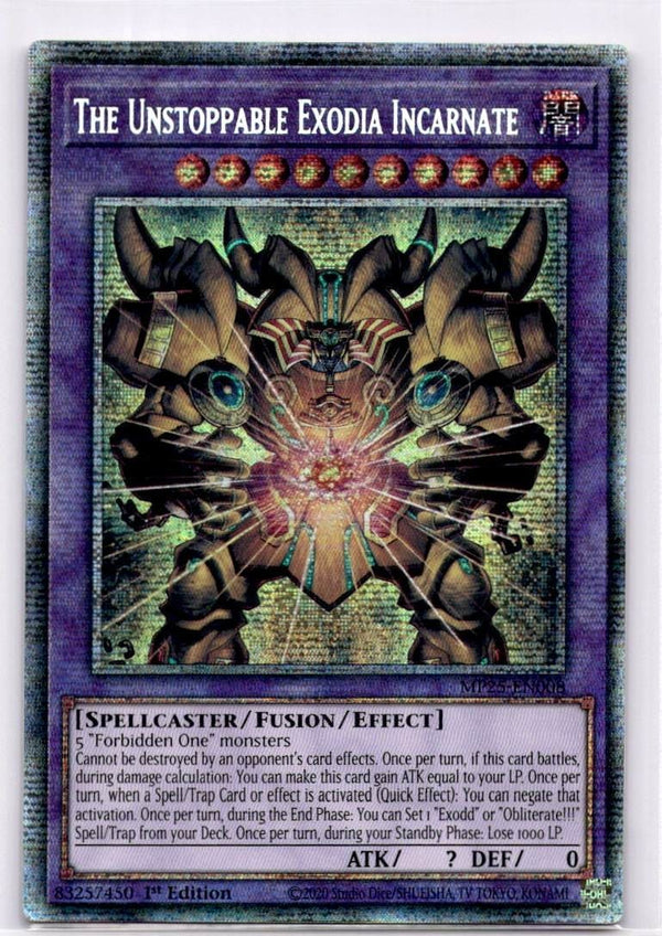 Yugioh The Unstoppable Exodia Incarnate MP25-EN008 starlight rare 1st Edition NM