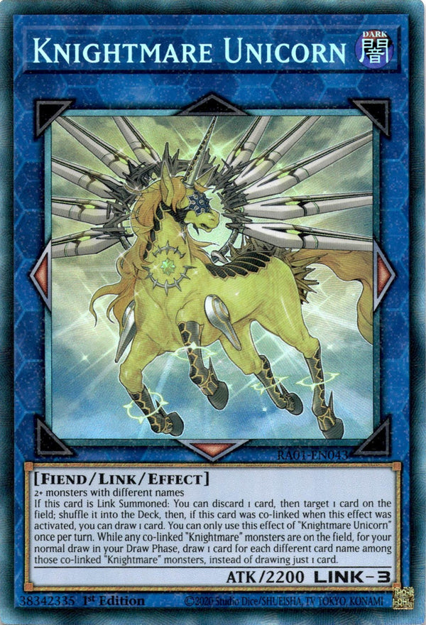 Yugioh Knightmare Unicorn RA01-EN043 Collector’s Rare 1st Edition NM