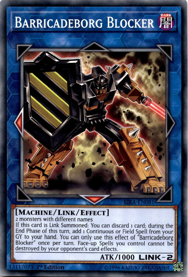 Yugioh Barricadeborg Blocker RIRA-EN081 Common 1st Edition NM