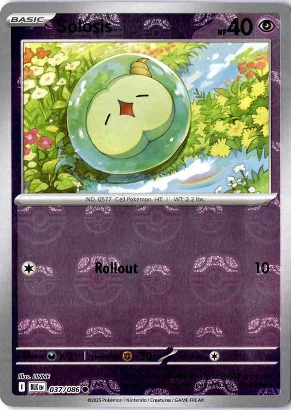 Pokemon Solosis 037/086 Black Bolt Master Ball Reverse Holo NM