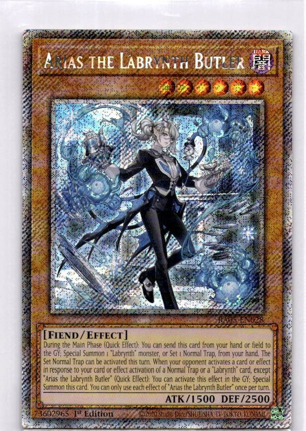 Yugioh Arias the Labrynth Butler RA05-EN028 NA Print Platinum Secret Rare NM