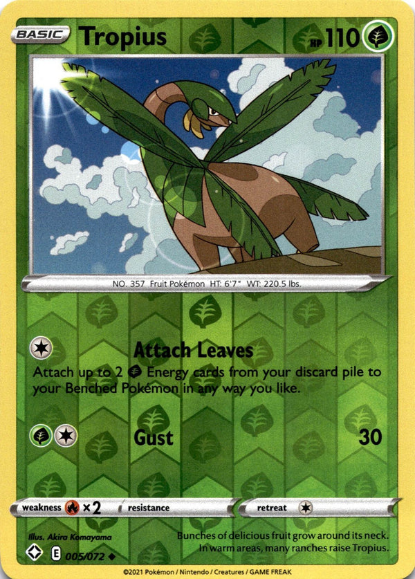 Pokemon Tropius 005/072 Shining Fates Reverse Holo NM
