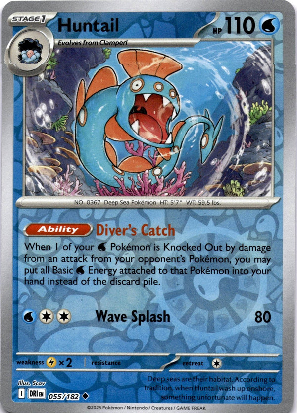 Pokemon Huntail 055/182 Destined Rivals Reverse Holo NM