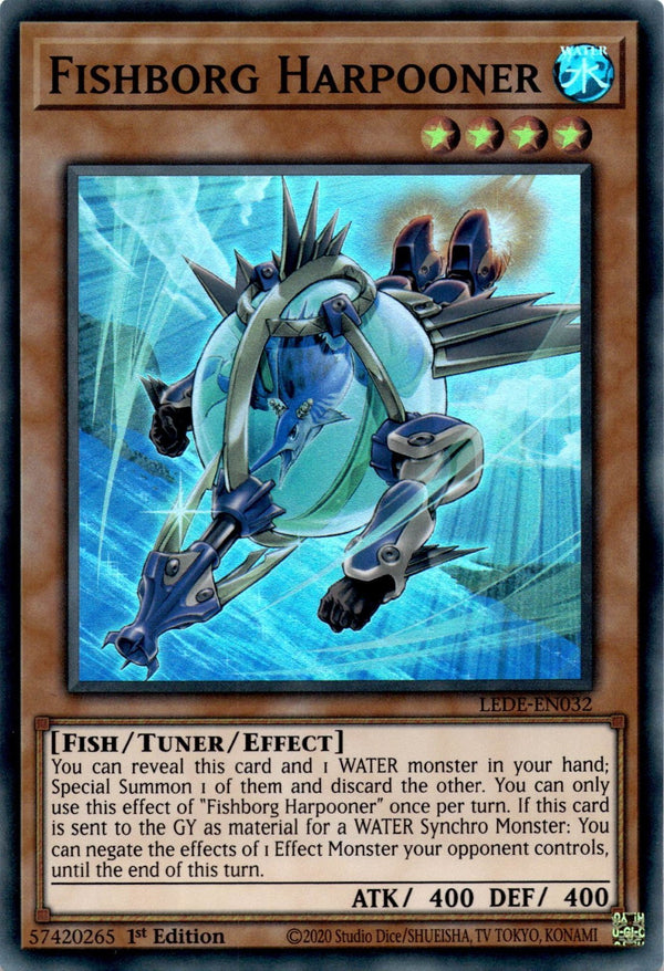 Yugioh Fishborg Harpooner LEDE-EN032 Super Rare 1st Edition NM