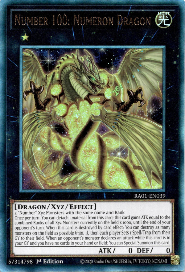 Yugioh Number 100: Numeron Dragon RA01-EN039 Ultimate Rare 1st Edition NM