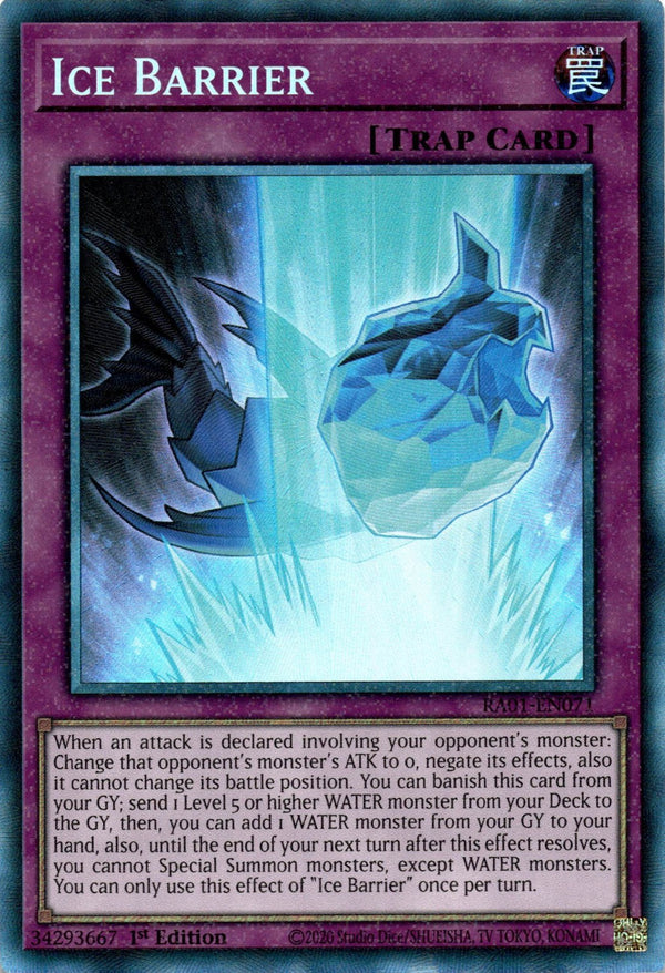Yugioh Ice Barrier RA01-EN071 Collector’s Rare 1st Edition NM