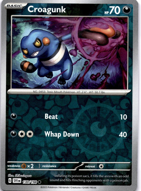 Pokemon Croagunk 130/198 Scarlet Violet Base Reverse Holo LP/NM