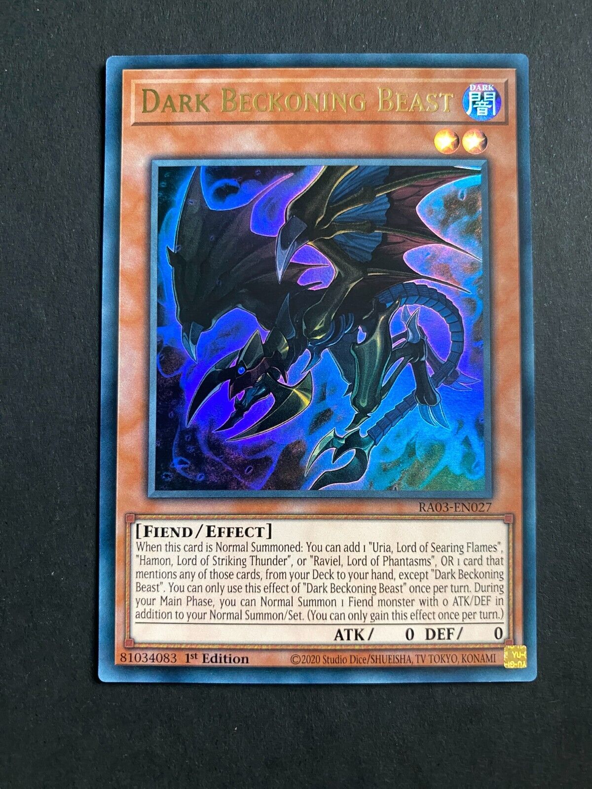 Yugioh Dark Beckoning Beast RA03-EN027 Ultra Rare 1st Edition NM