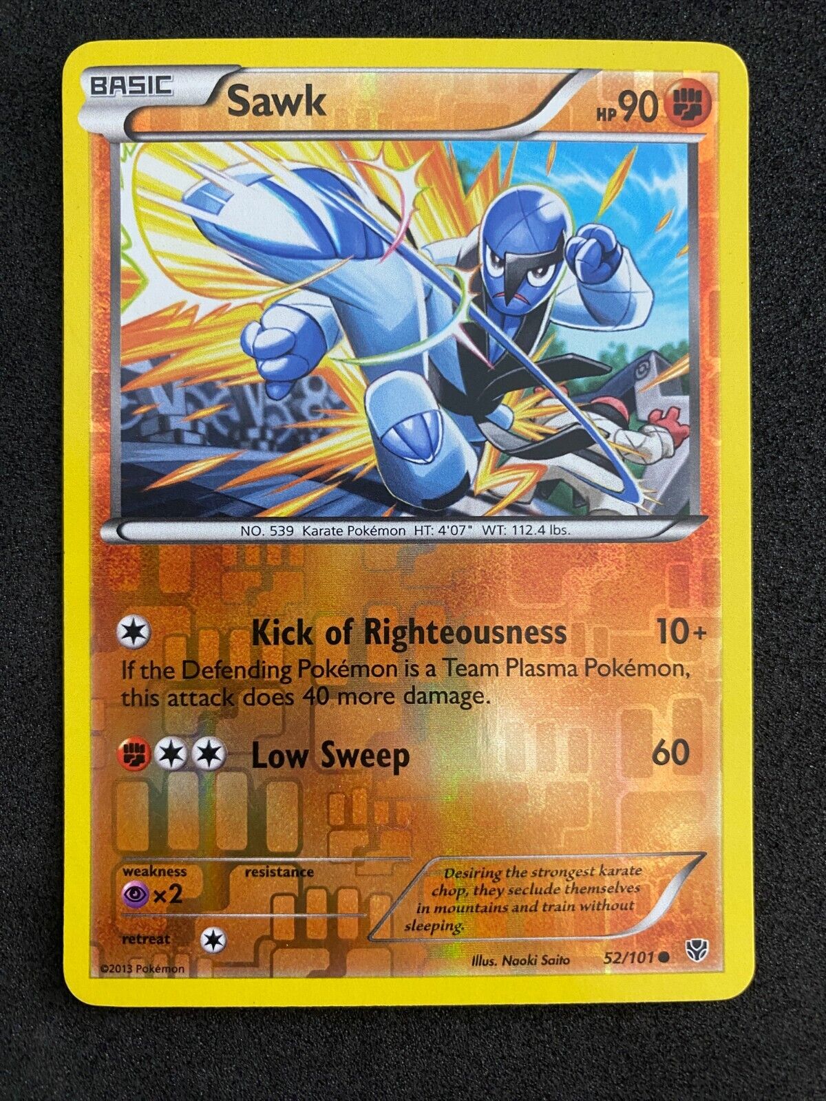 Pokemon Sawk 52/101 Plasma Blast Reverse Holo LP