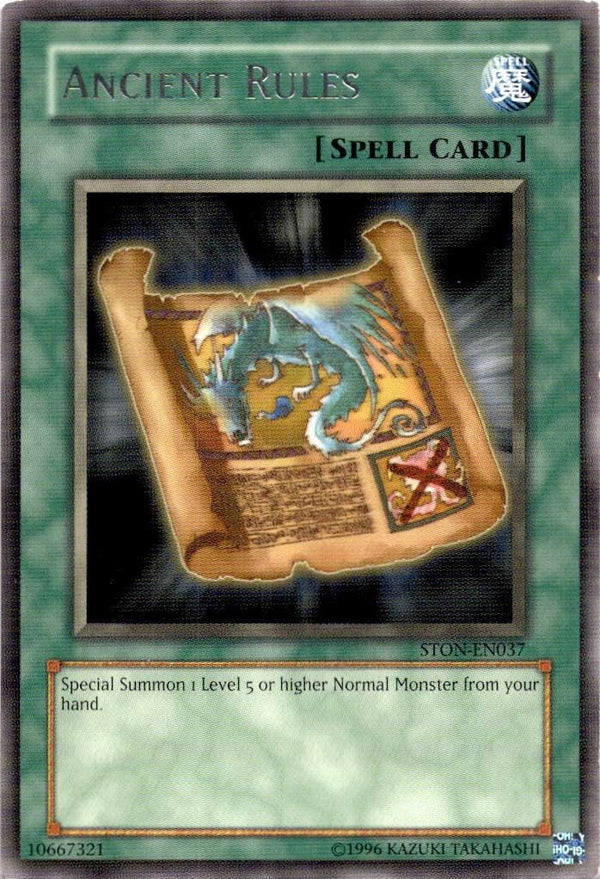 Yugioh Ancient Rules STON-EN037 Rare Unlimited Edition LP