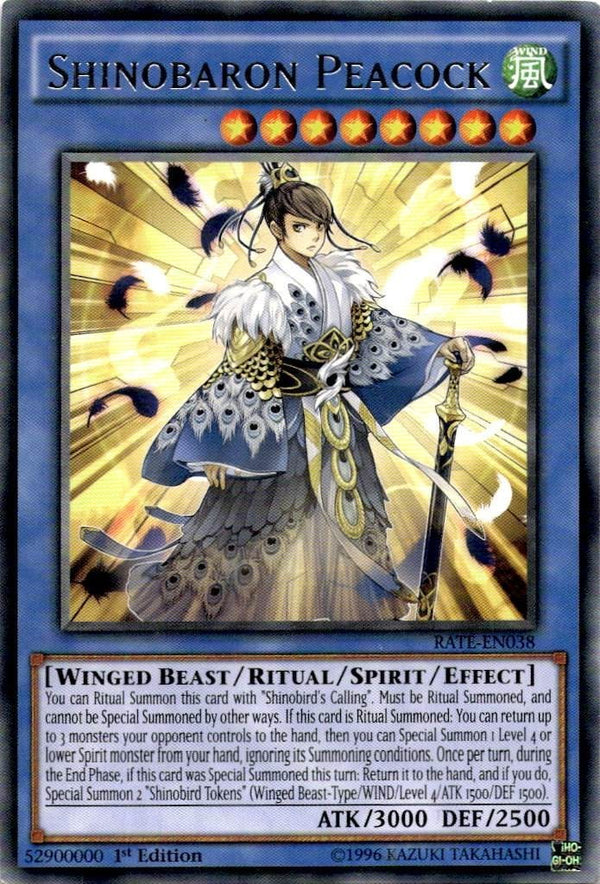 Yugioh Shinobaron Peacock RATE-EN038 Rare 1st Edition VLP/NM
