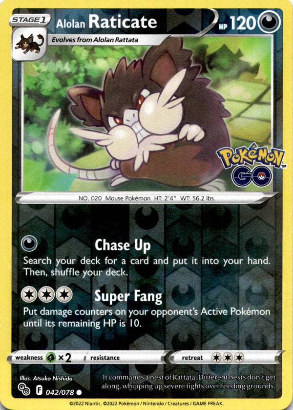 Pokemon Alolan Raticate 042/078 Pokemon Go Reverse Holo NM
