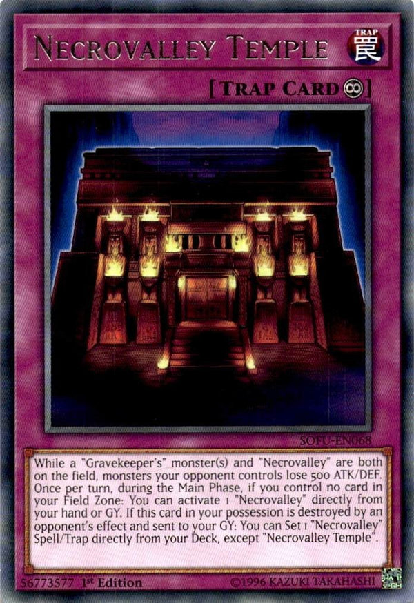 Yugioh Necrovalley Temple SOFU-EN068 Rare 1st Edition NM