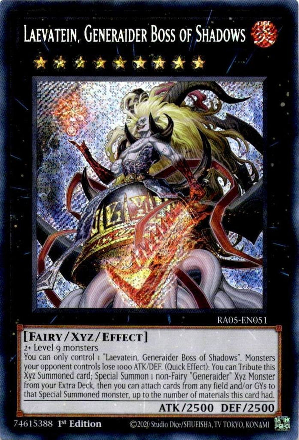 Yugioh Laevatein, Generaider Boss of Shadows RA05-EN051 NA Print Secret Rare NM
