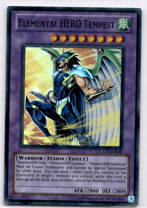 Yugioh Elemental HERO Tempest LCGX-EN048 Super Rare Unlimited MP/LP (SMALL BEND)