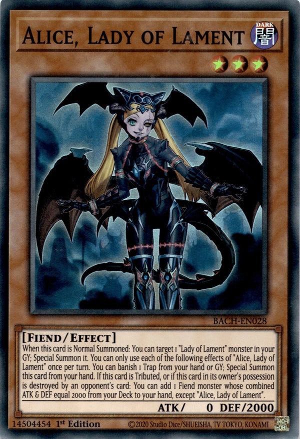 Yugioh Alice, Lady of Lament BACH-EN028 Super Rare 1st Edition LP