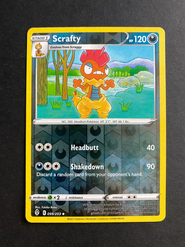 Pokemon Scrafty 099/203 Evolving Skies Reverse Holo LP/NM