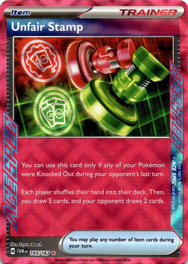 Pokemon Unfair Stamp 165/167 Twlight Masquerade Ace Spec NM