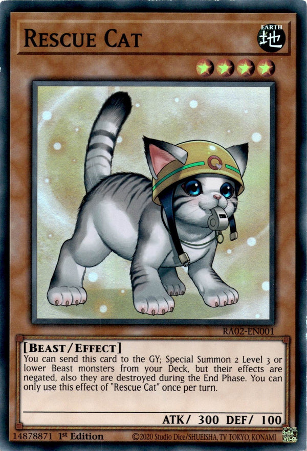Yugioh Rescue Cat RA02-EN001 Super Rare Alt Art 1st Edition LP