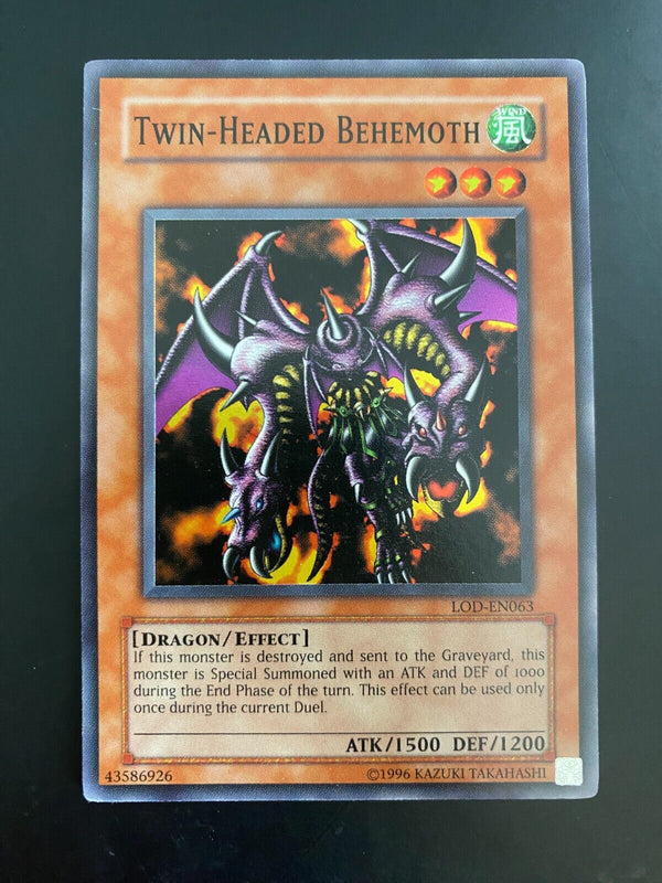 Yugioh Twin-Headed Behemoth LOD-EN063 Super Rare Unlimited Edition LP/VLP