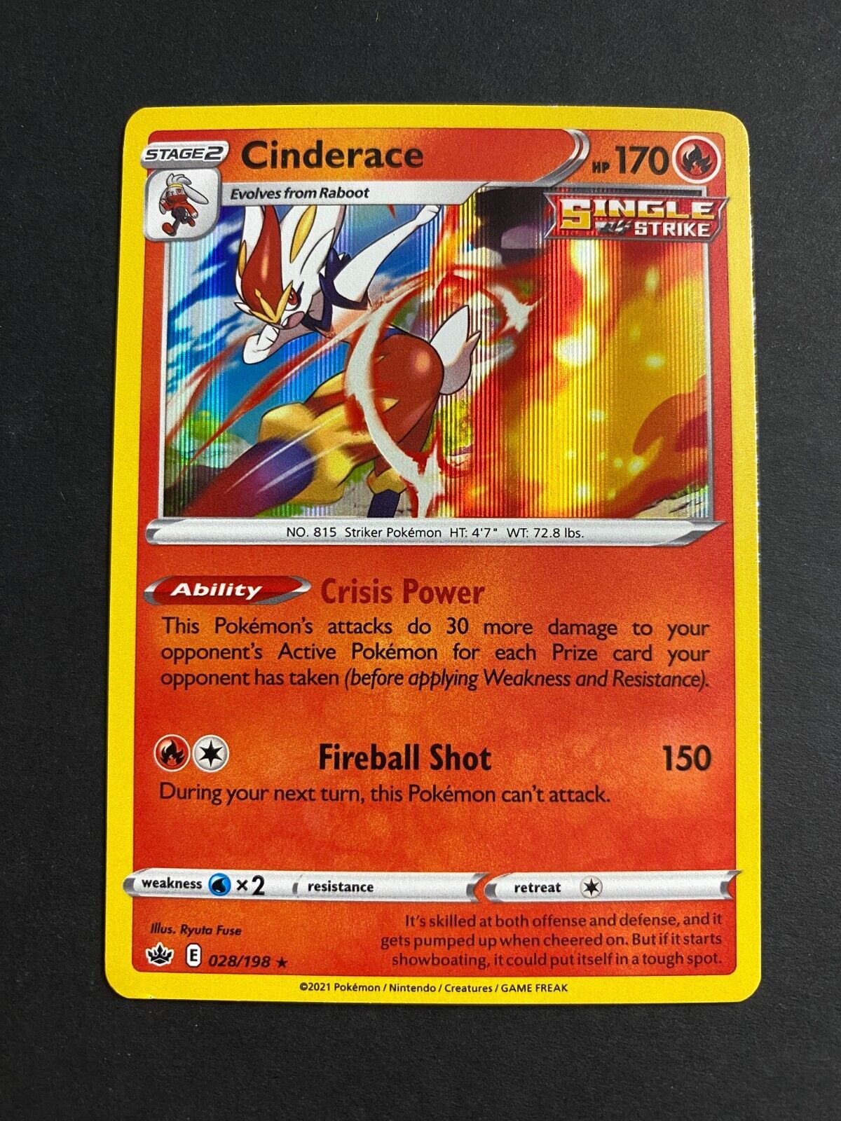 Pokemon Cinderace 028/198 Chilling Reign Holo NM