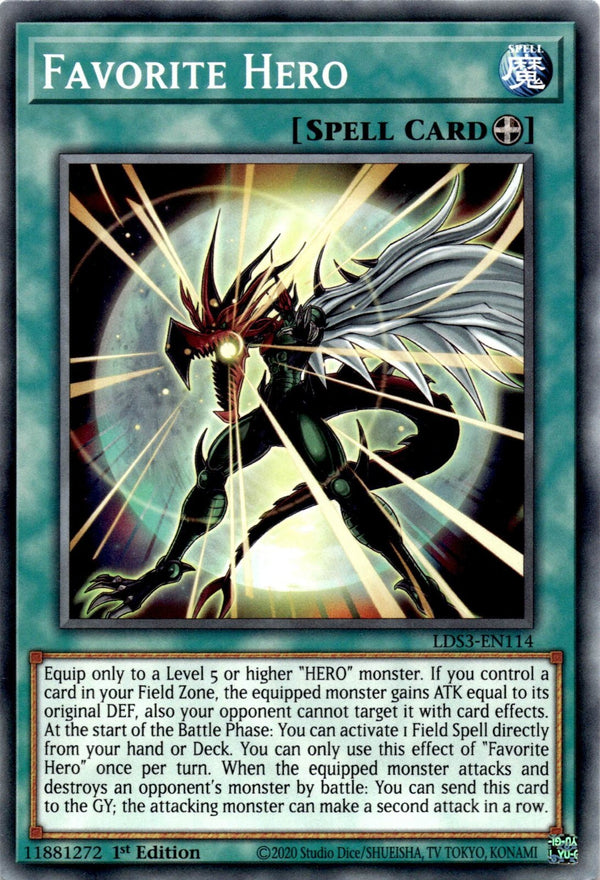 Yugioh Favorite Hero LDS3-EN114 Common 1st Edition NM