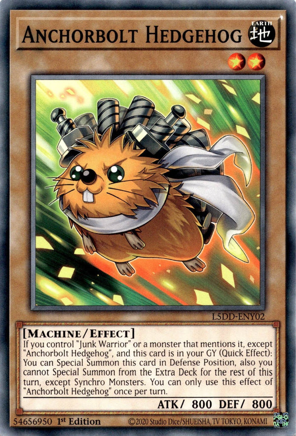 Yugioh Anchorbolt Hedgehog L5DD-ENY02 Common 1st Edition NM