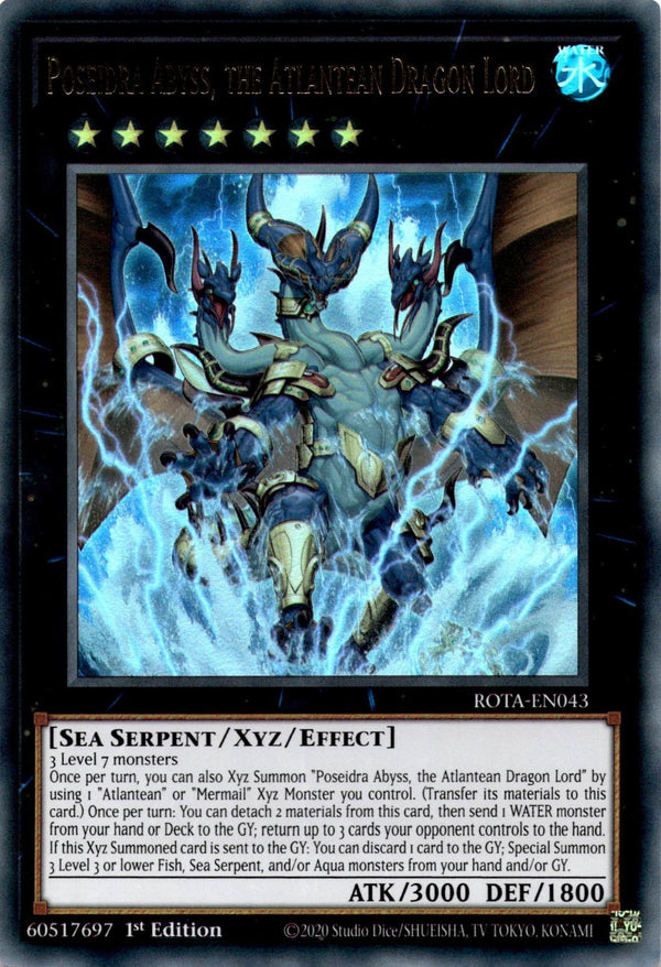 Yugioh Poseidra Abyss, the Atlantean Dragon Lord ROTA-EN043 Ultra Rare 1st Ed NM