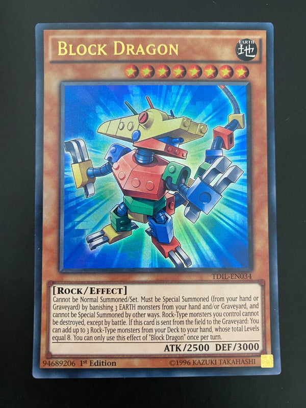 Yugioh Block Dragon TDIL-EN034 Ultra Rare 1st Edition VLP/NM