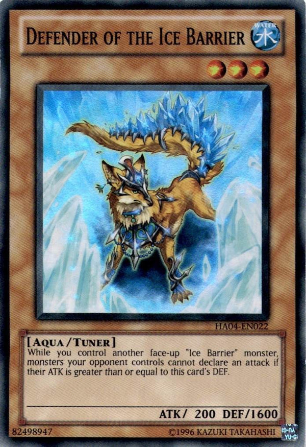 Yugioh Defender of the Ice Barrier HA04-EN022 Super Rare Unlimited Edition LP