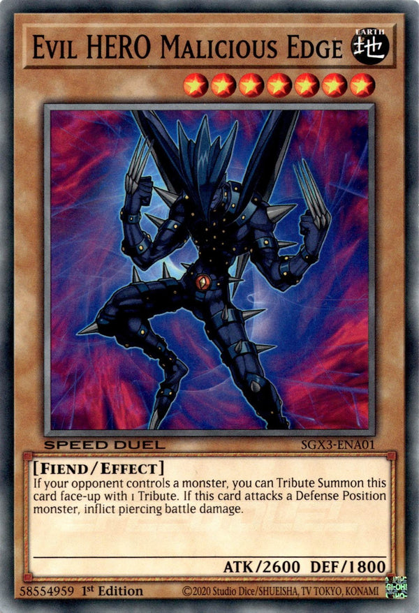 Yugioh Evil HERO Malicious Edge SGX3-ENA01 Speed Duel Common 1st Edition NM