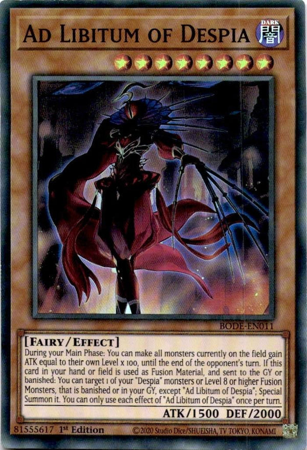 Yugioh Ad Libitum of Despia BODE-EN011 Super Rare 1st Edition LP/NM