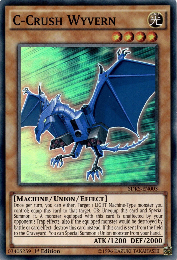 Yugioh C-Crush Wyvern SDKS-EN003 Super Rare 1st Edition VLP/NM