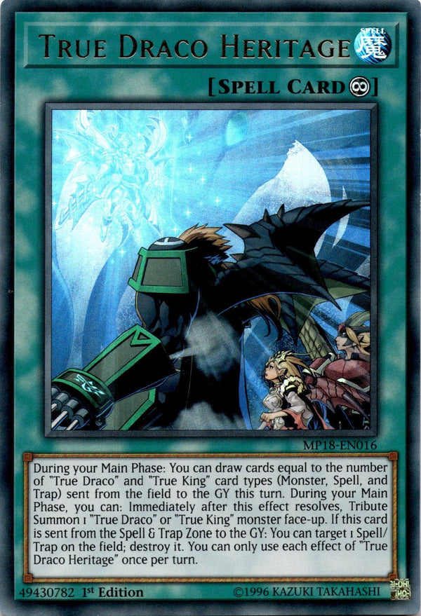Yugioh True Draco Heritage MP18-EN016 Ultra Rare 1st Edition VLP/NM