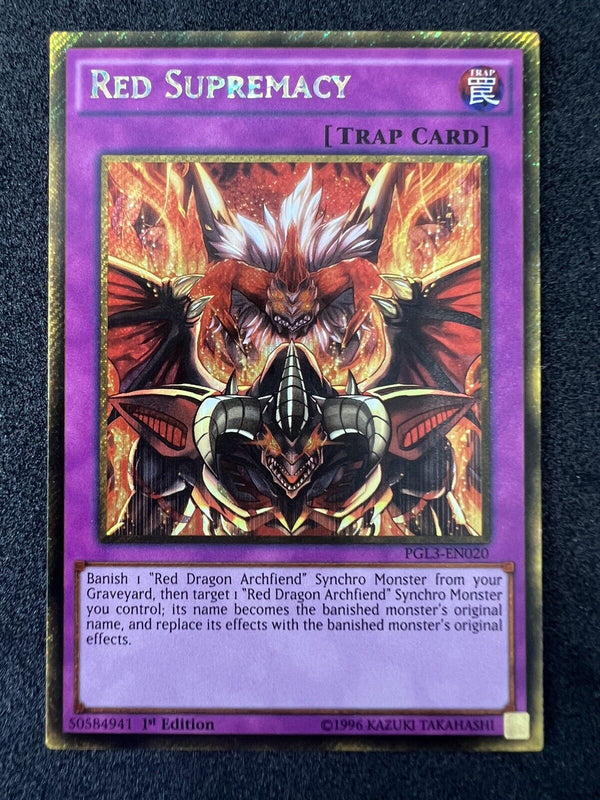 Yugioh Red Supremacy PGL3-EN020 Gold Secret Rare 1st Edition NM