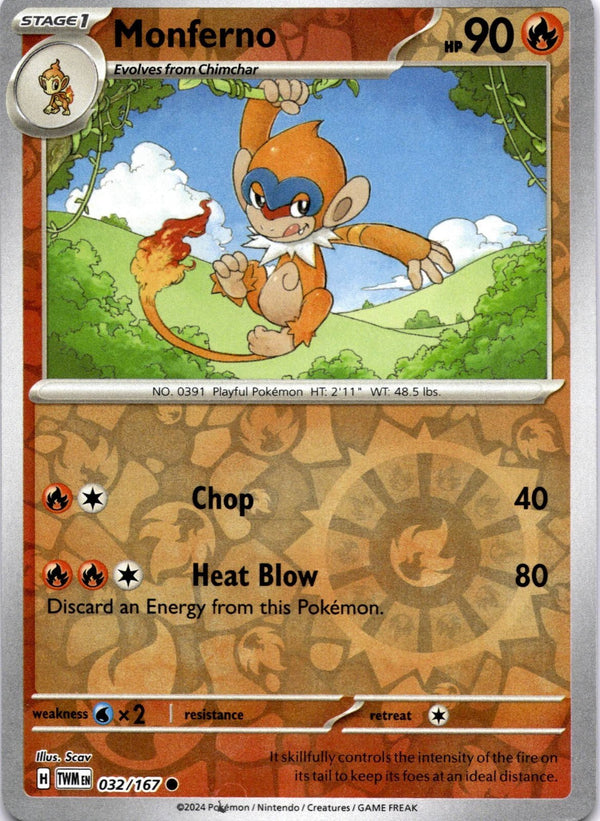 Pokemon Monferno 032/167 Twilight Masquerade Reverse Holo NM