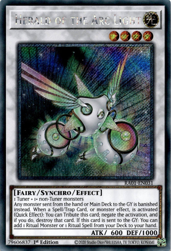 Yugioh Herald of the Arc Light RA01-EN031 Platinum Secret Rare 1st Edition NM