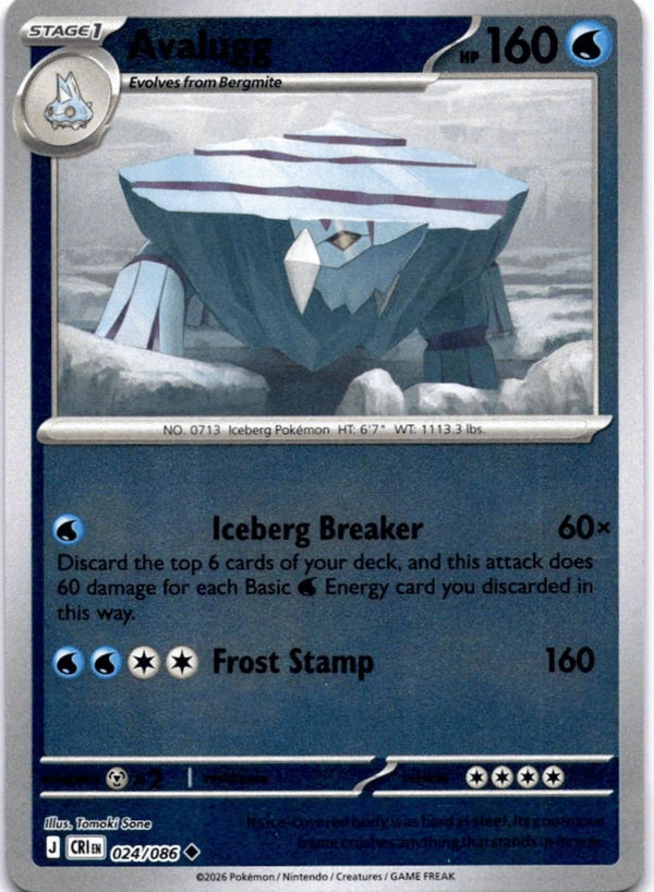 Pokemon Avalugg 024/086 Chaos Rising Reverse Holo NM