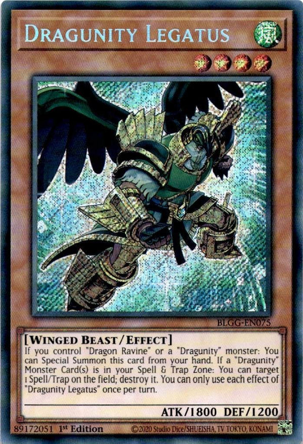 Yugioh Dragunity Legatus BLGG-EN075 Secret Rare 1st Edition NM