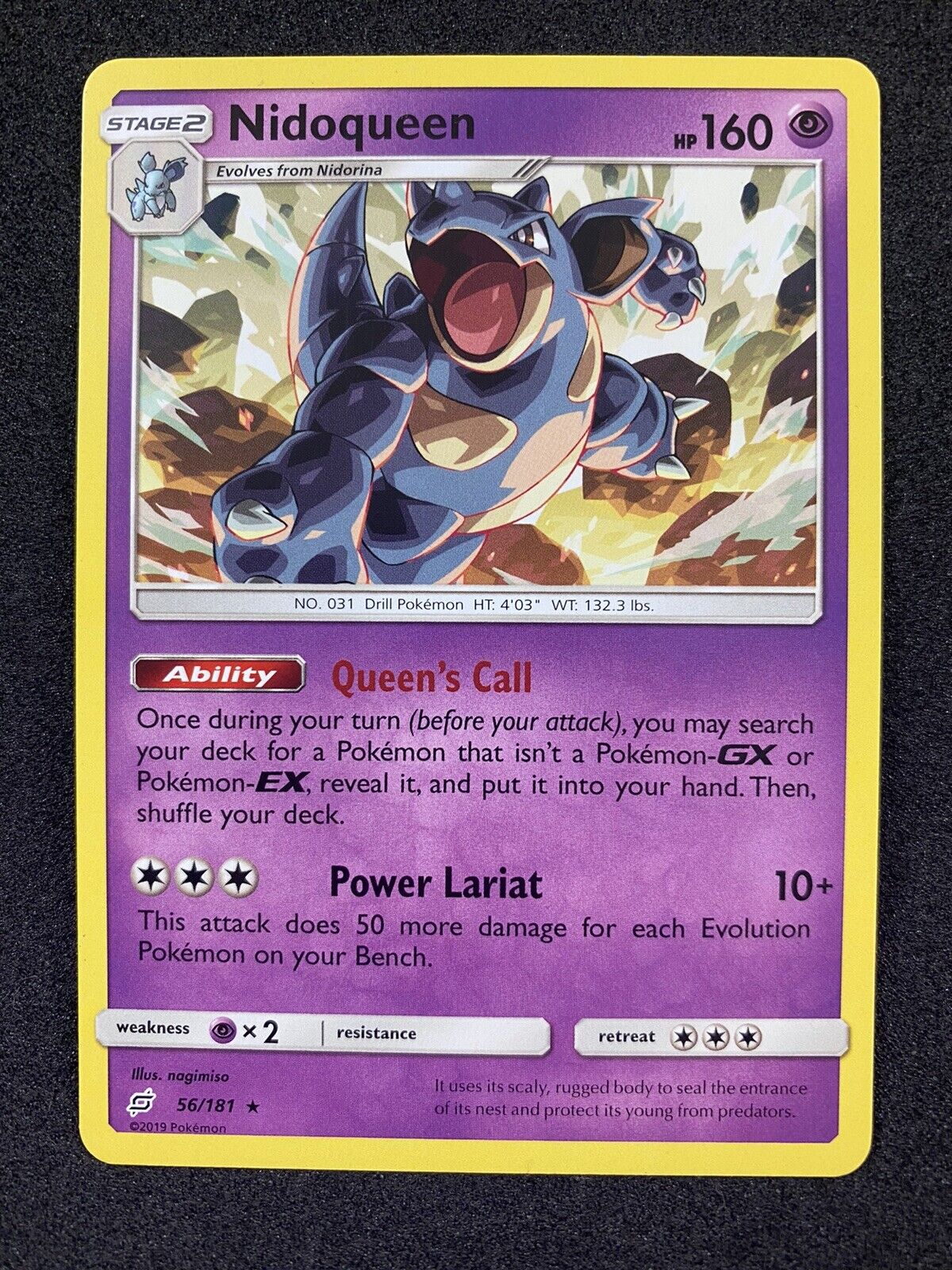 Pokémon Nidoqueen 56/181 Sun & Moon Rare Non Holo LP